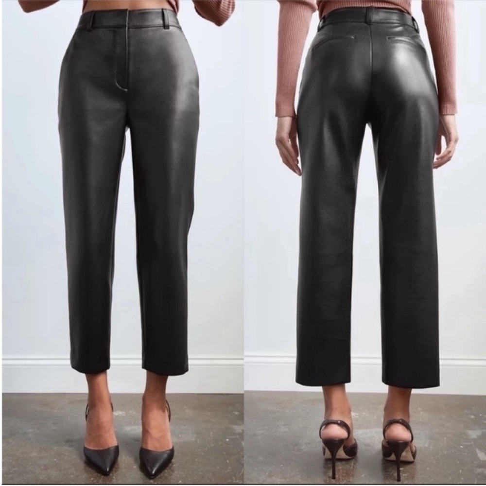 Babaton Black vegan leather Women's Pants